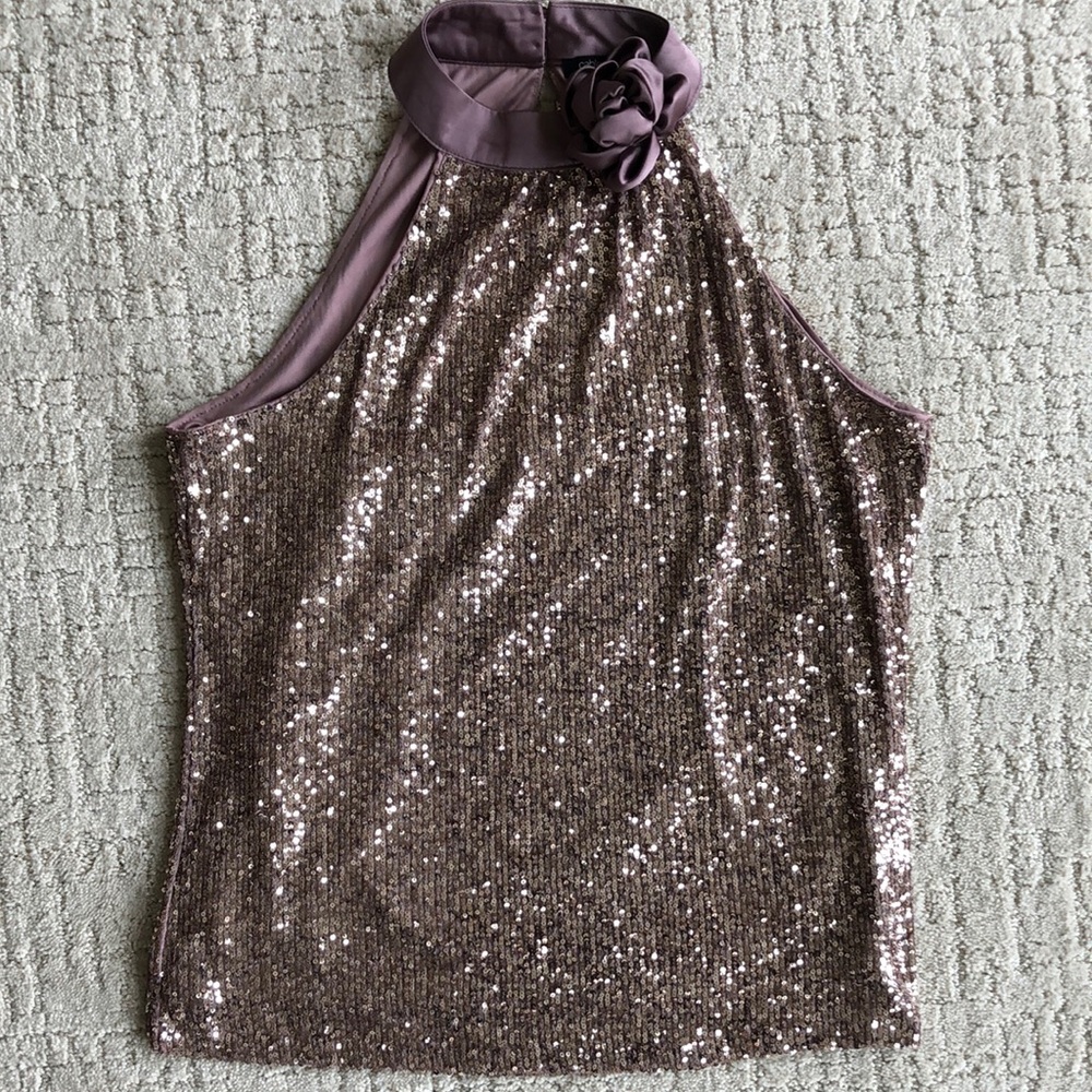 Cable & Gauge Sequins Halter Tank Top Size L